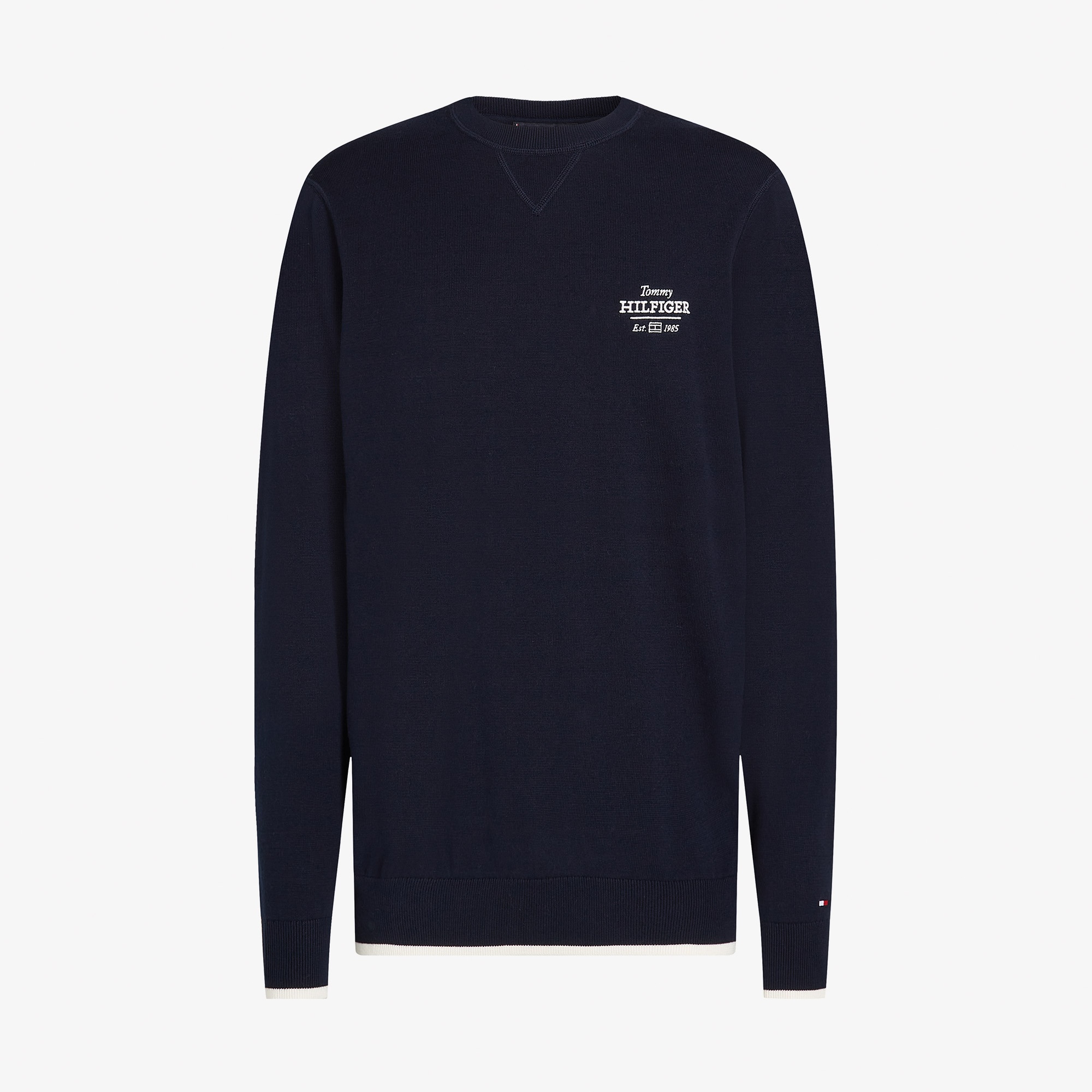 Tommy Hilfiger Graphic Cotton Crew Erkek Lacivert Kazak
