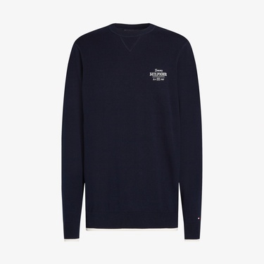  Tommy Hilfiger Graphic Cotton Crew Erkek Lacivert Kazak