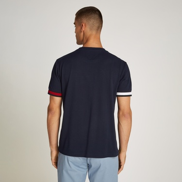 Tommy Hilfiger Global Stripe Flag Cuff Erkek Mavi T-Shirt