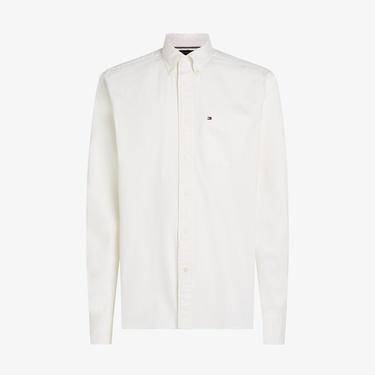  Tommy Hilfiger Gmd Twill Solid Erkek Beyaz Gömlek
