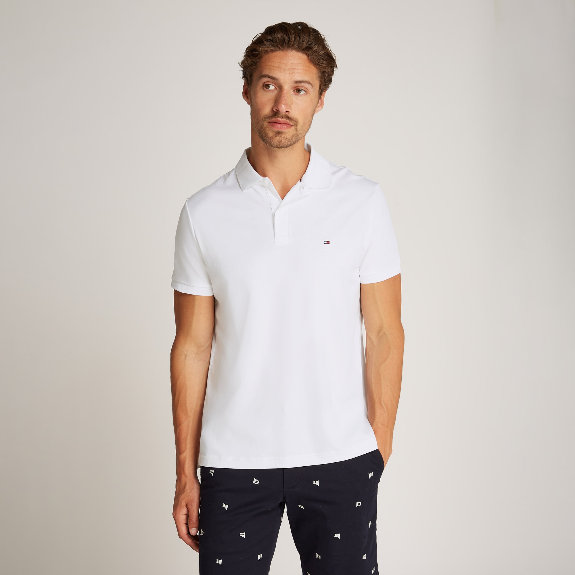 Tommy Hilfiger Liquid Cotton Essential Reg Erkek Beyaz Polo