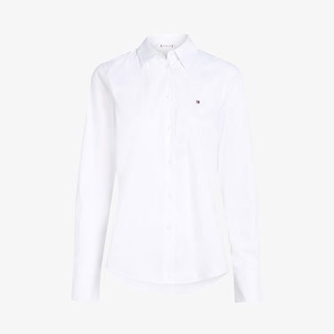  Tommy Hilfiger Ess Poplin Regular Kadın Beyaz Gömlek