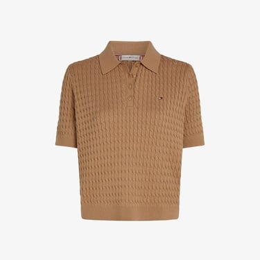  Tommy Hilfiger Co Cable Fine Gg Kadın Haki Kazak