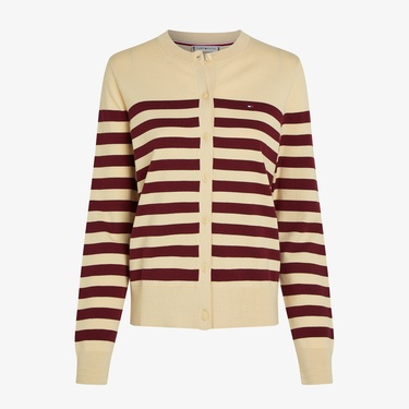  Tommy Hilfiger Co Jersey Stitch C-Nk Cardi Kadın Beyaz Kazak