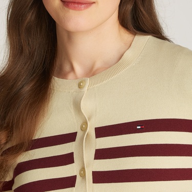  Tommy Hilfiger Co Jersey Stitch C-Nk Cardi Kadın Beyaz Kazak