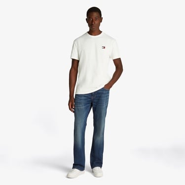  Tommy Jeans Reg Badge Ext Erkek Beyaz T-Shirt