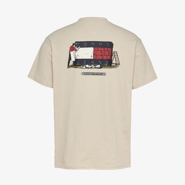 Tommy Jeans Relax Novelty Erkek Bej T-Shirt
