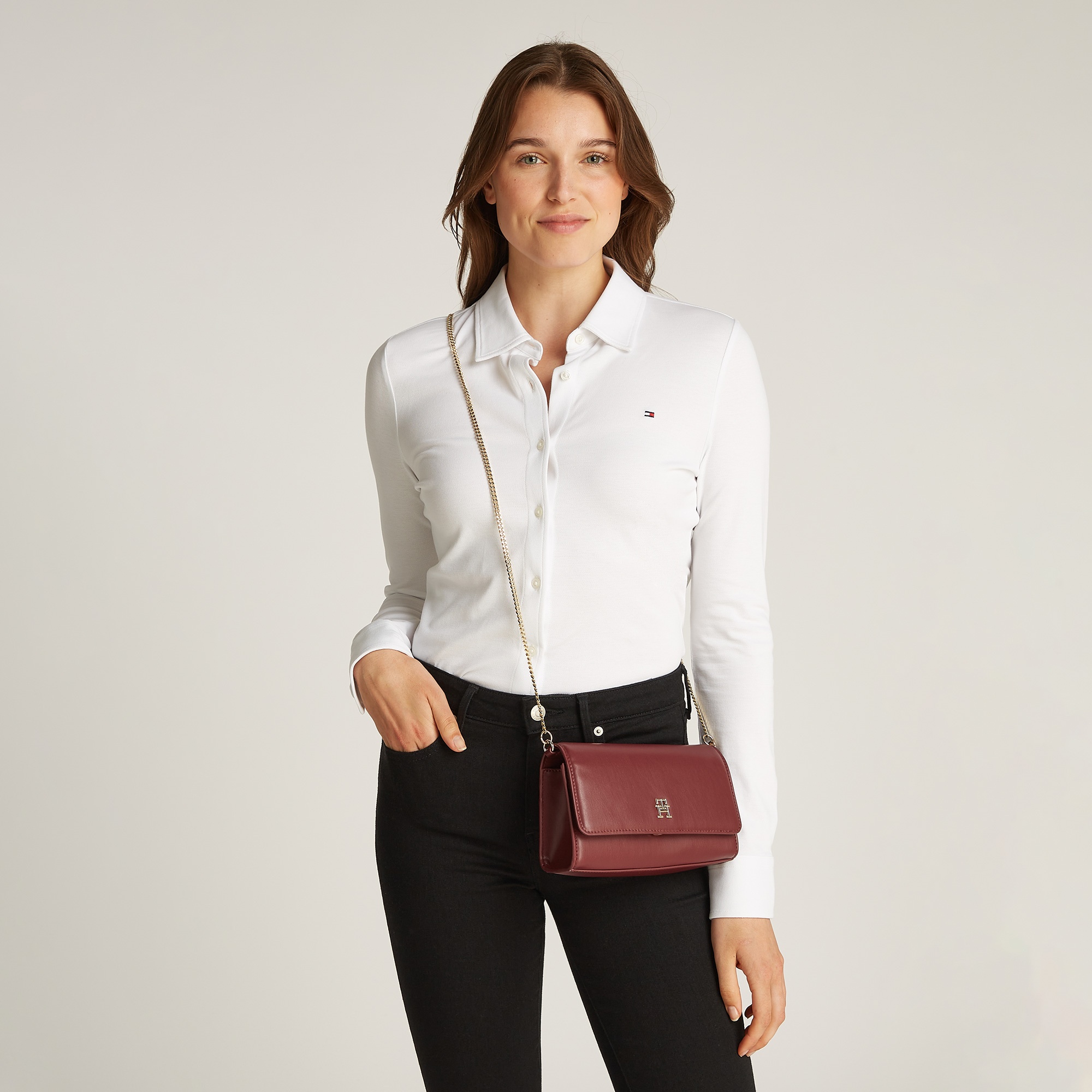 Tommy Hilfiger Eternity Chain Crossover Kadın Mor El Çantası