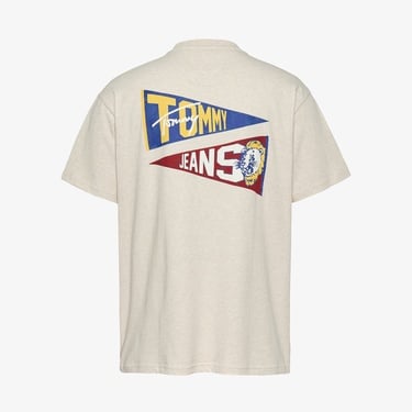  Tommy Jeans Relax Uni Flag Tiger Erkek Bej T-Shirt