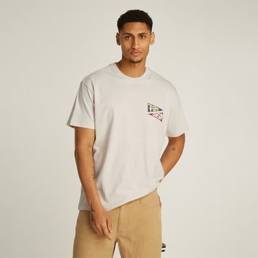  Tommy Jeans Relax Uni Flag Tiger Erkek Bej T-Shirt