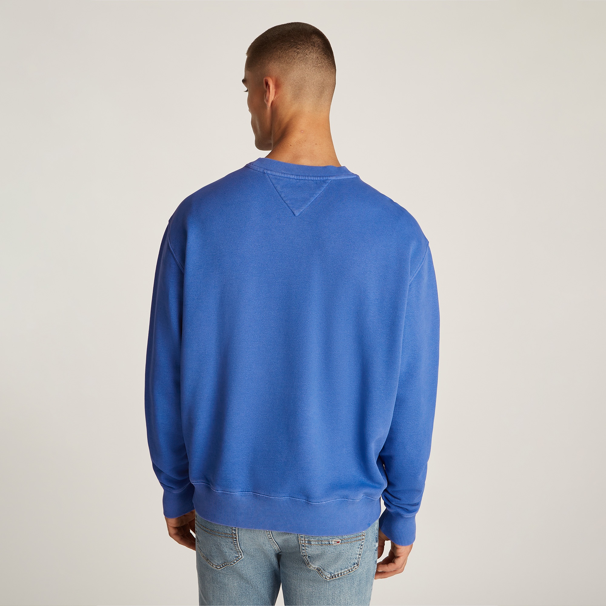 Tommy Jeans Relax Vintage Varsity Crew Erkek Mavi Sweatshirt