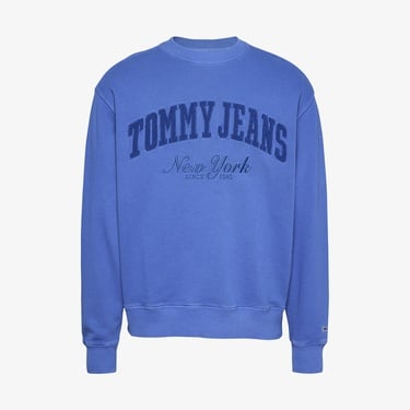  Tommy Jeans Relax Vintage Varsity Crew Erkek Mavi Sweatshirt