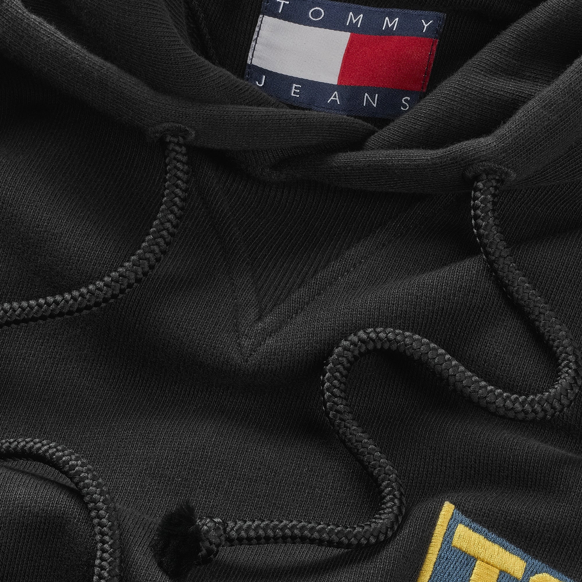 Tommy Jeans Reg Uni Flag Tiger Erkek Siyah Sweatshirt