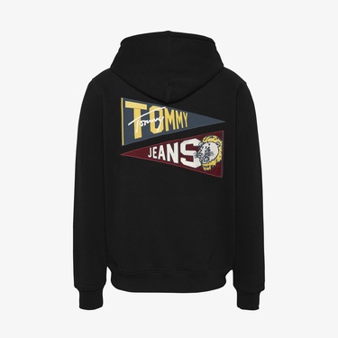  Tommy Jeans Reg Uni Flag Tiger Erkek Siyah Sweatshirt