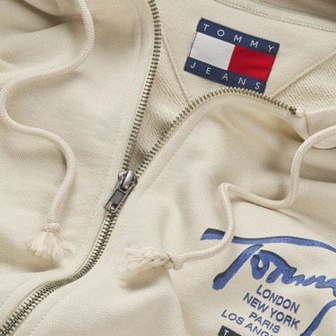  Tommy Jeans Reg Sig Twist Zipthru Ext Erkek Bej Sweatshirt