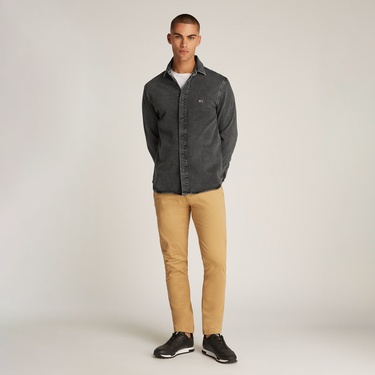  Tommy Jeans Regular Fit Overshirt Erkek Siyah Gömlek