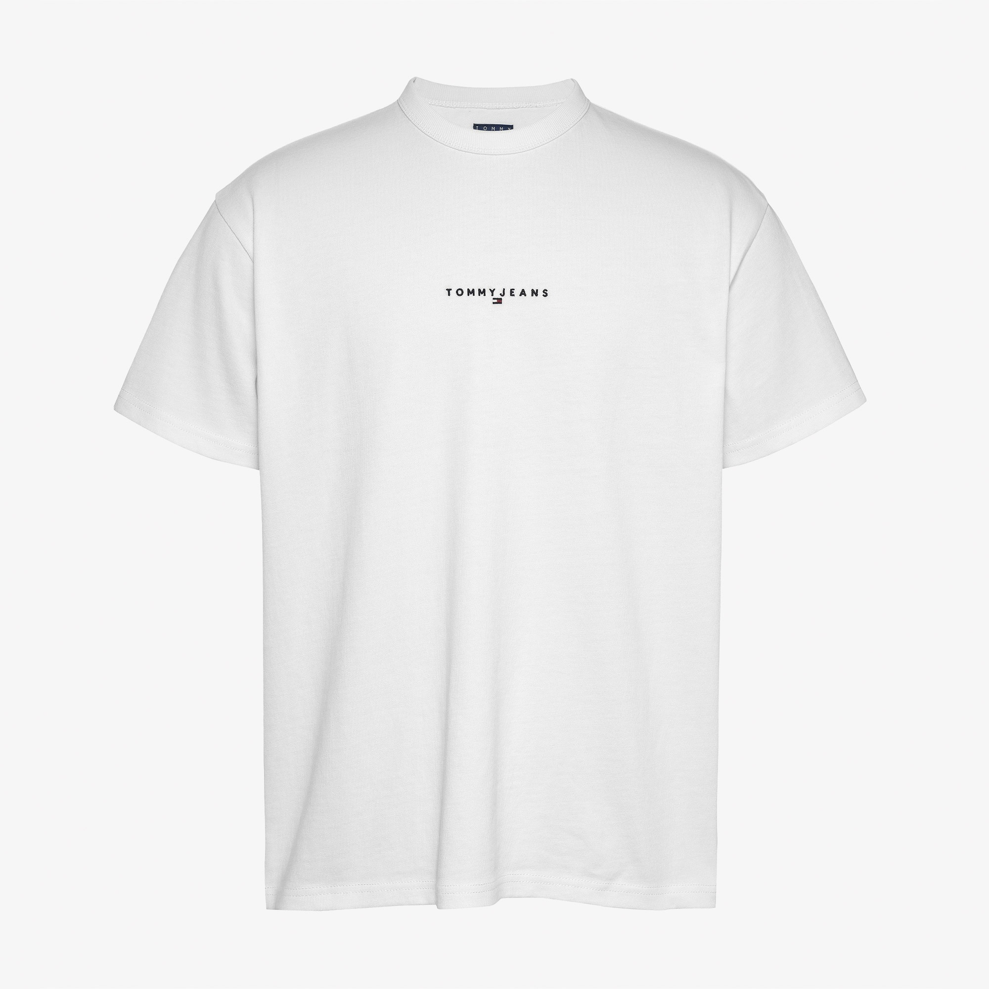 Tommy Jeans Relax Linear Logo Erkek Beyaz T-Shirt