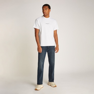  Tommy Jeans Relax Linear Logo Erkek Beyaz T-Shirt