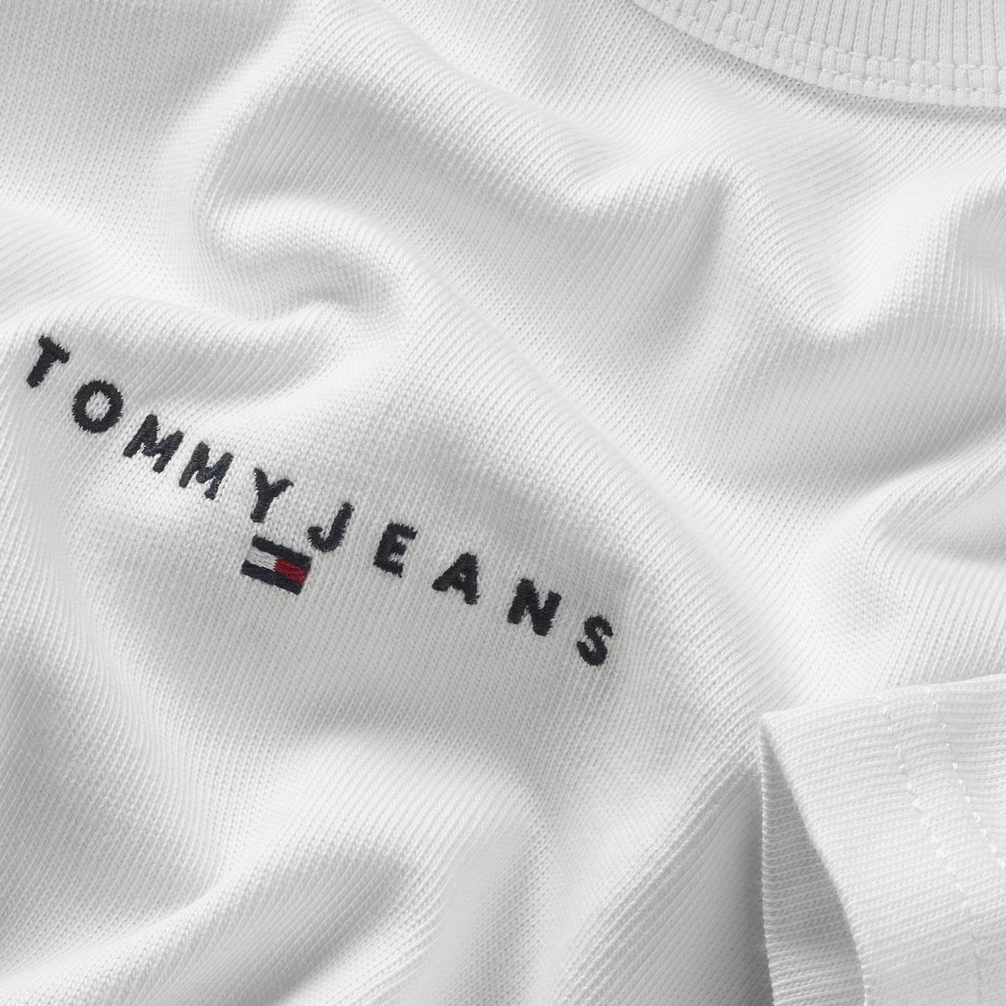 Tommy Jeans Relax Linear Logo Erkek Beyaz T-Shirt