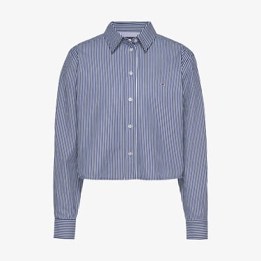  Tommy Jeans Crop Relax Poplin Kadın Mavi Gömlek