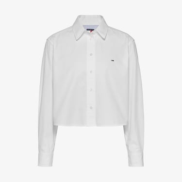  Tommy Jeans Crop Relax Poplin Kadın Beyaz Gömlek