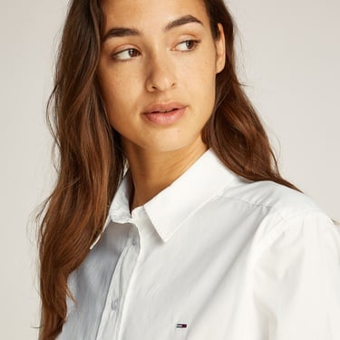  Tommy Jeans Crop Relax Poplin Kadın Beyaz Gömlek