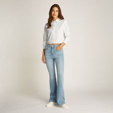  Tommy Jeans Crop Relax Poplin Kadın Beyaz Gömlek