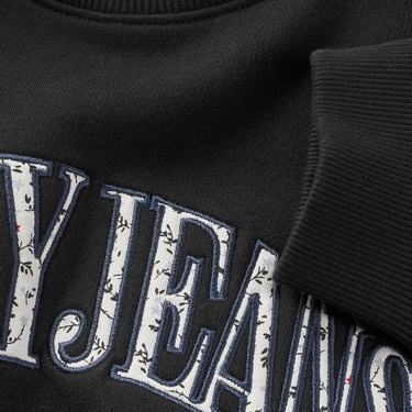  Tommy Jeans Relax Floral Varsity Crew Kadın Siyah Sweatshirt