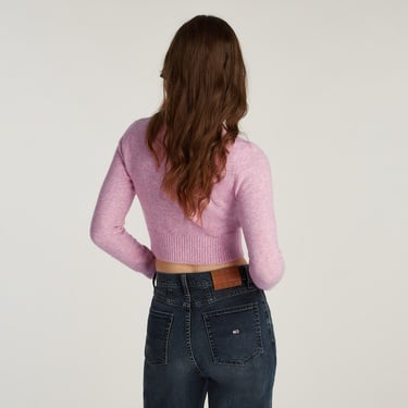  Tommy Jeans Crp Script Ext Kadın Pembe Kazak