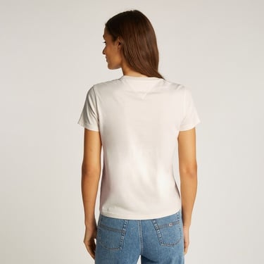  Tommy Jeans Reg Floral Varsity Kadın Beyaz T-Shirt