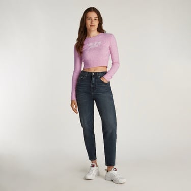  Tommy Jeans Crp Script Ext Kadın Pembe Kazak