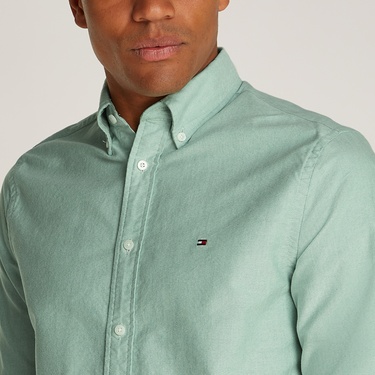  Tommy Hilfiger Solid Heritage Oxford Erkek Yeşil Gömlek