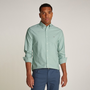  Tommy Hilfiger Solid Heritage Oxford Erkek Yeşil Gömlek