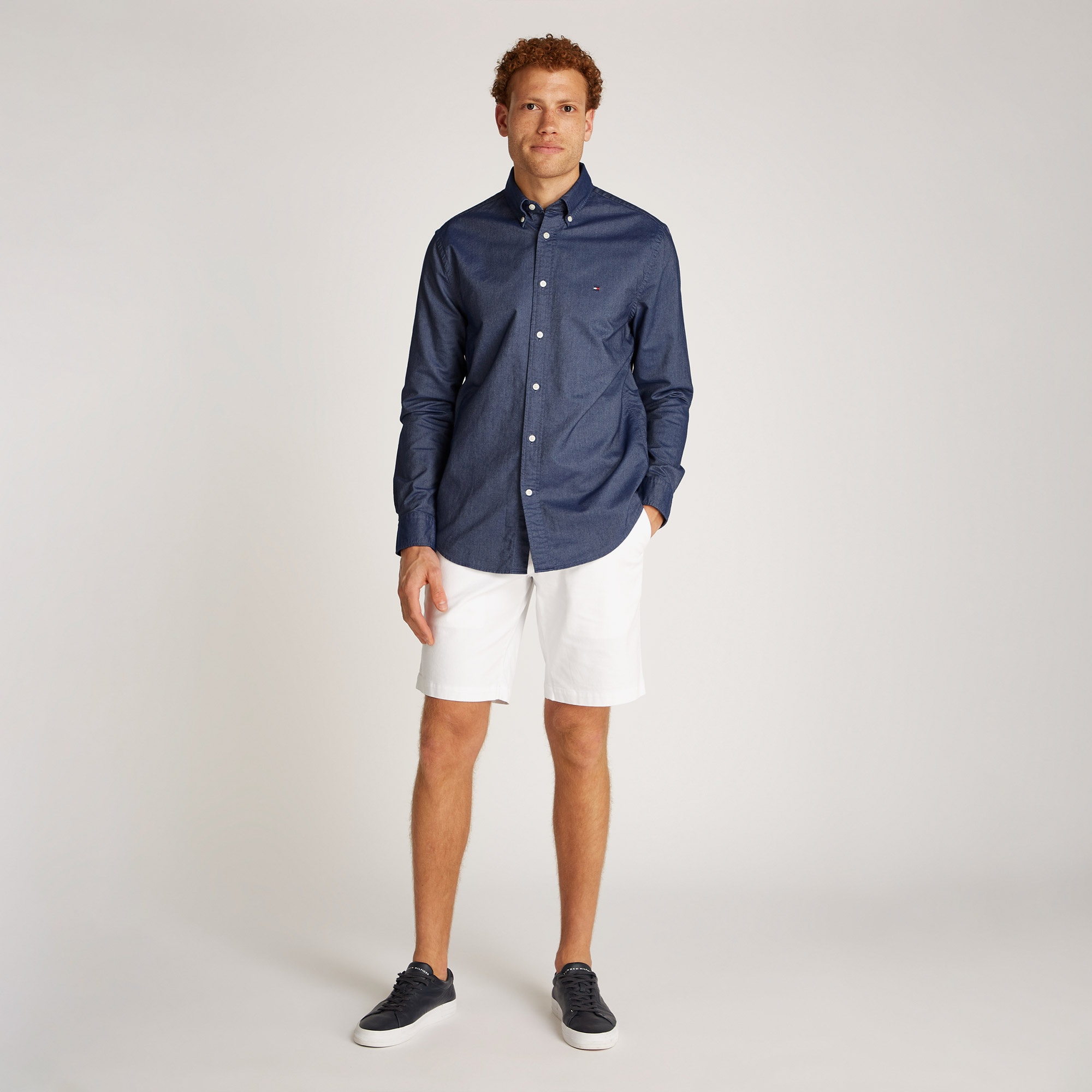 Tommy Hilfiger Solid Heritage Oxford Erkek Mavi Gömlek