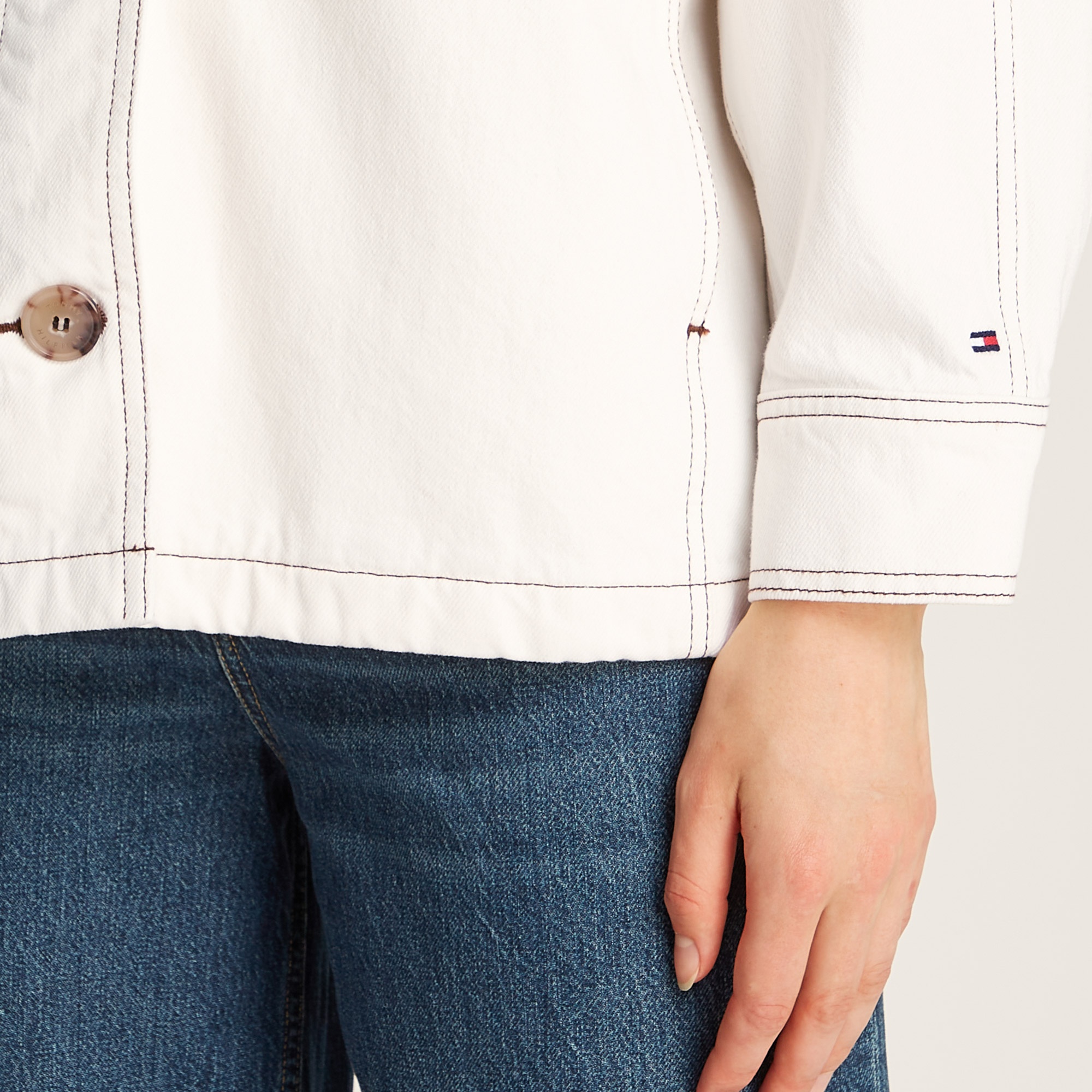 Tommy Hilfiger Dnm Oversized Utility Clr Kadın Beyaz Ceket