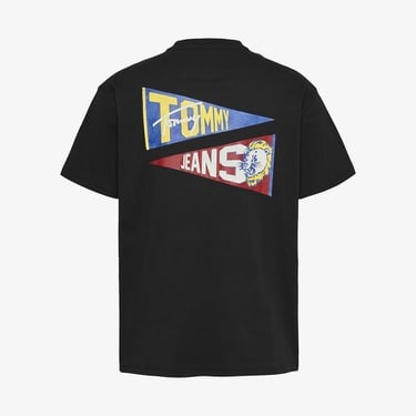  Tommy Jeans Relax Uni Flag Tiger Erkek Siyah T-Shirt