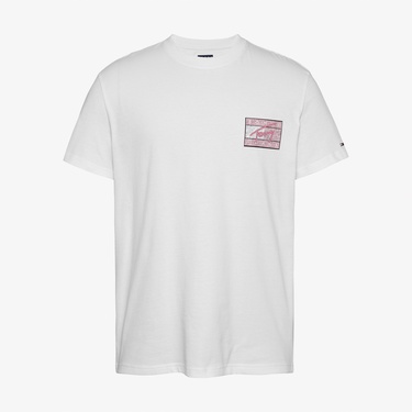  Tommy Jeans Reg Rwb Flag Ext Erkek Beyaz T-Shirt