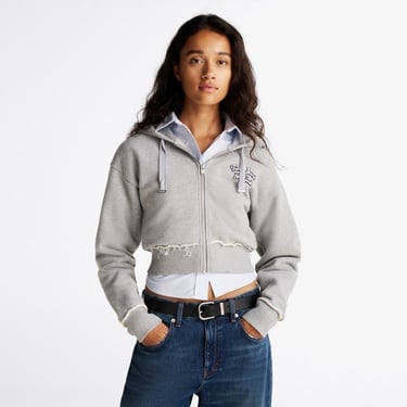  Tommy Jeans Prep Varsity Zip-Thru Kadın Gri Sweatshirt