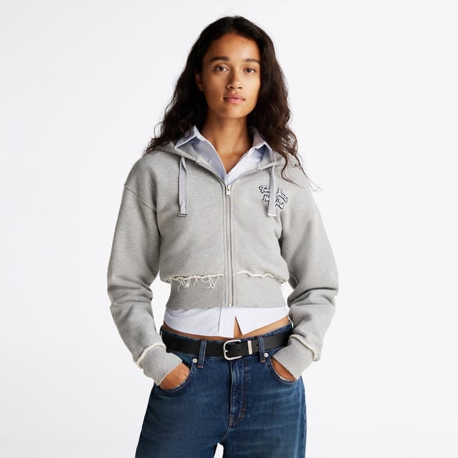  Tommy Jeans Prep Varsity Zip-Thru Kadın Gri Sweatshirt