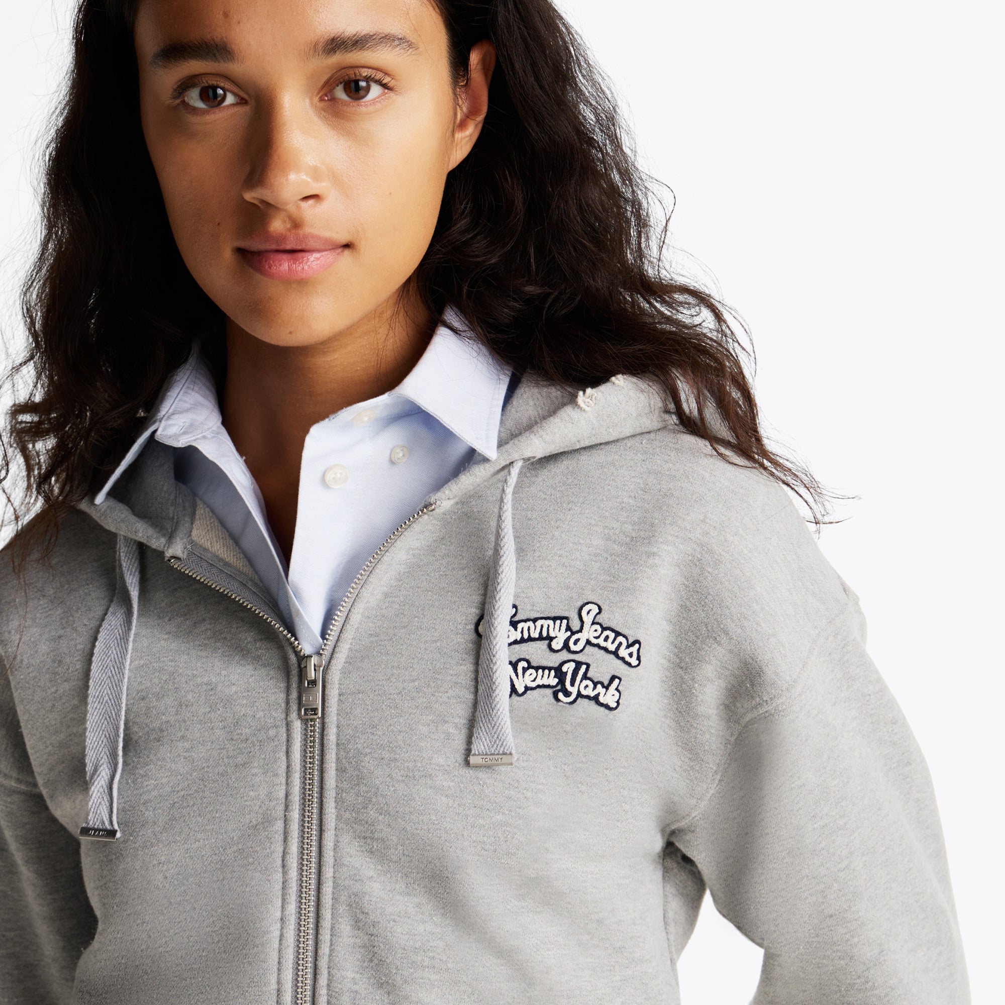 Tommy Hilfiger Tjcw Prep Varsity Zip-Thru Kadın Gri Sweatshirt