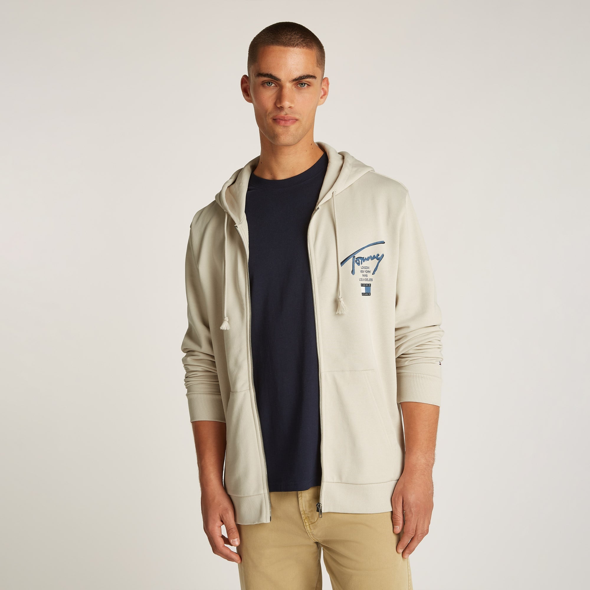 Tommy Jeans Reg Sig Twist Zipthru Ext Erkek Bej Sweatshirt