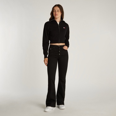  Tommy Jeans Badge Zip Cardigan Kadın Siyah Hırka