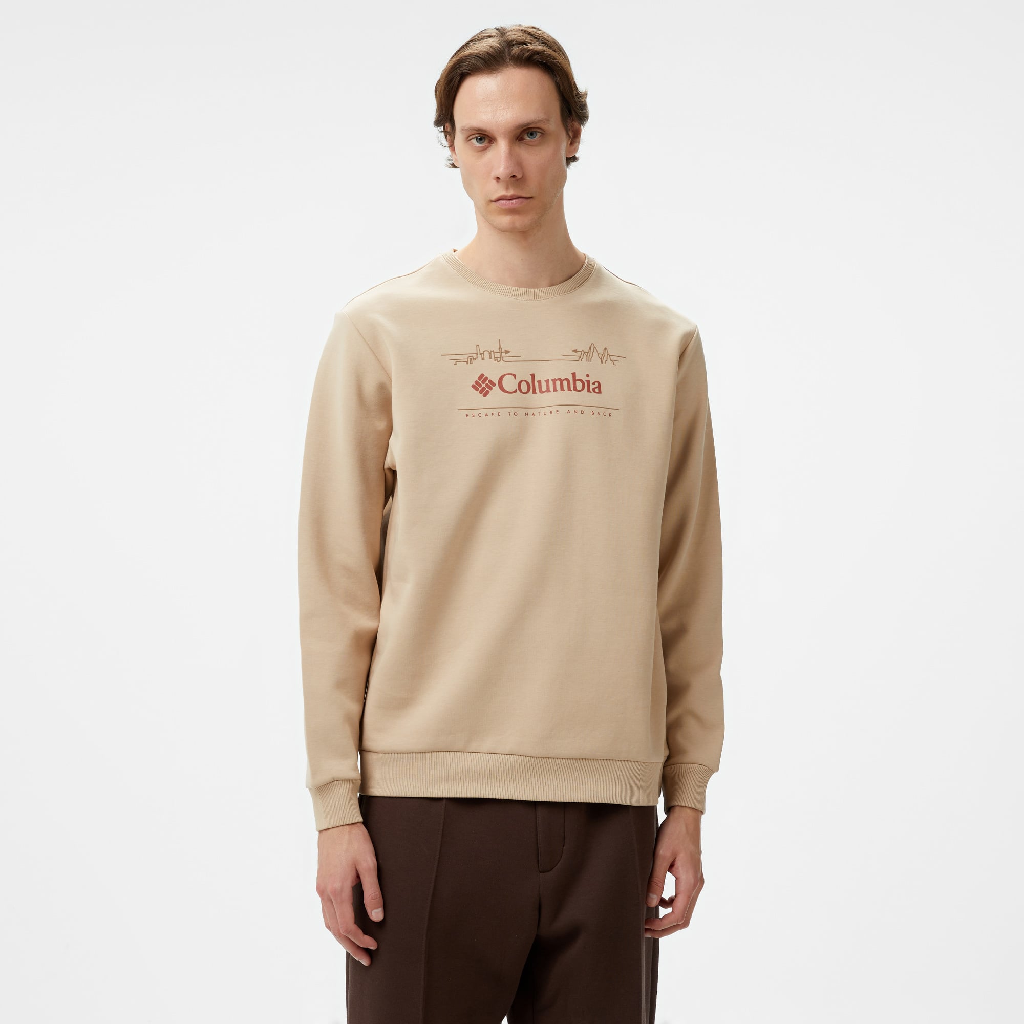  Columbia Csc Nature And Back Crew Erkek Kahverengi Sweatshirt