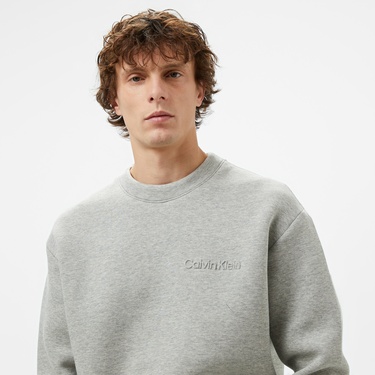  Calvin Klein Spacer Embossed Logo Erkek Gri Sweatshirt