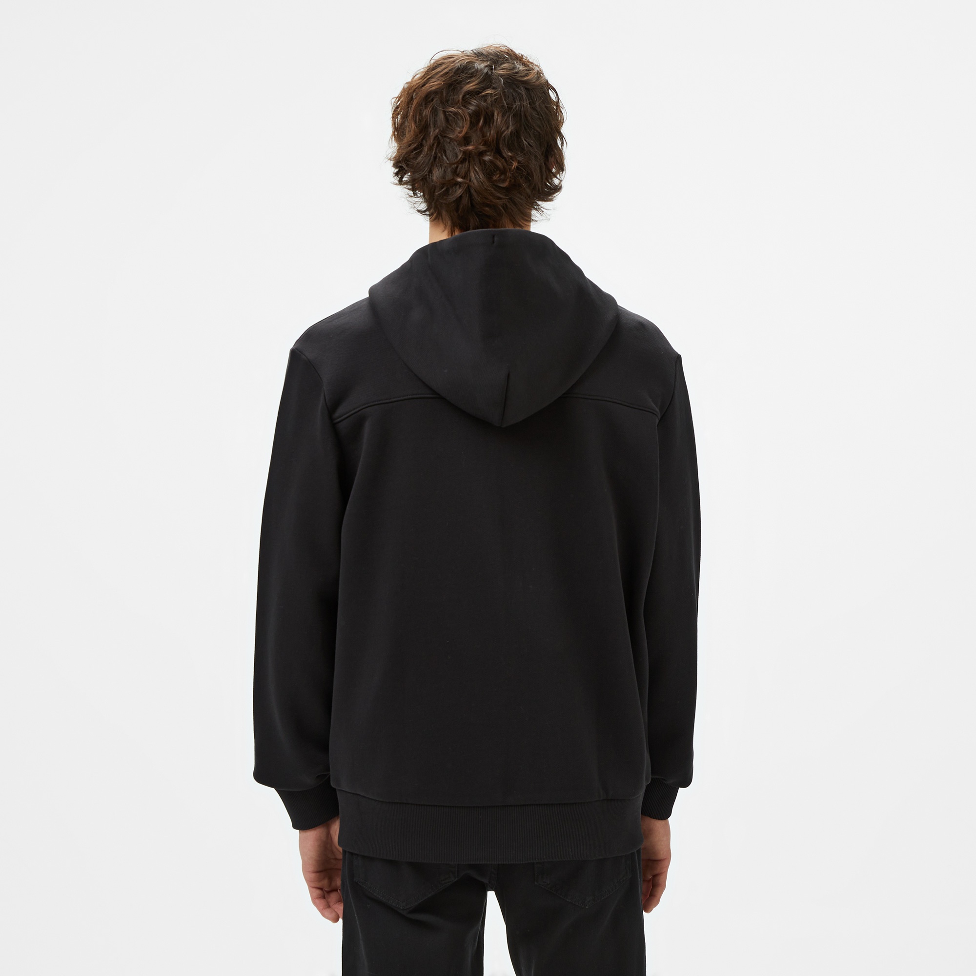 Calvin Klein Embroıdered Logo Zip Through Erkek Siyah Hoodie