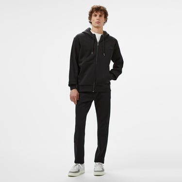  Calvin Klein Embroıdered Logo Zip Through Erkek Siyah Hoodie
