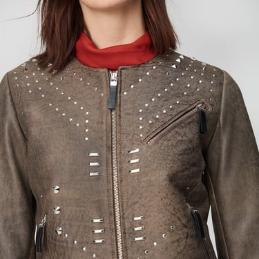  Kahve Breezy Kadın Troklu Deri Mont