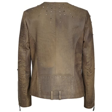  Kahve Breezy Kadın Troklu Deri Mont