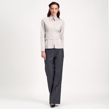  Gri Klasik Kadın Gömlek
