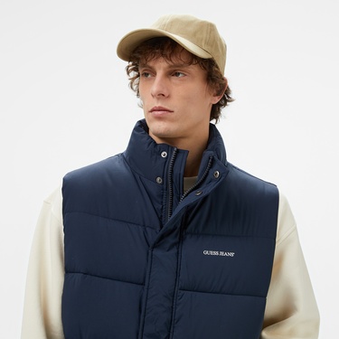  Guess ReLenght Vest Coated Light Poly Erkek Lacivert Yelek